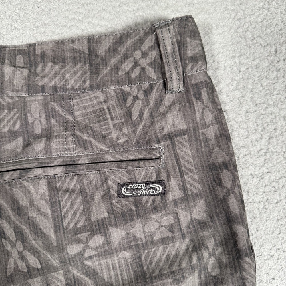 Crazy Shirt Shorts Mens 36 Gray Hawaiian Print Hybrid Casual Preppy Pockets Logo - Picture 11 of 11